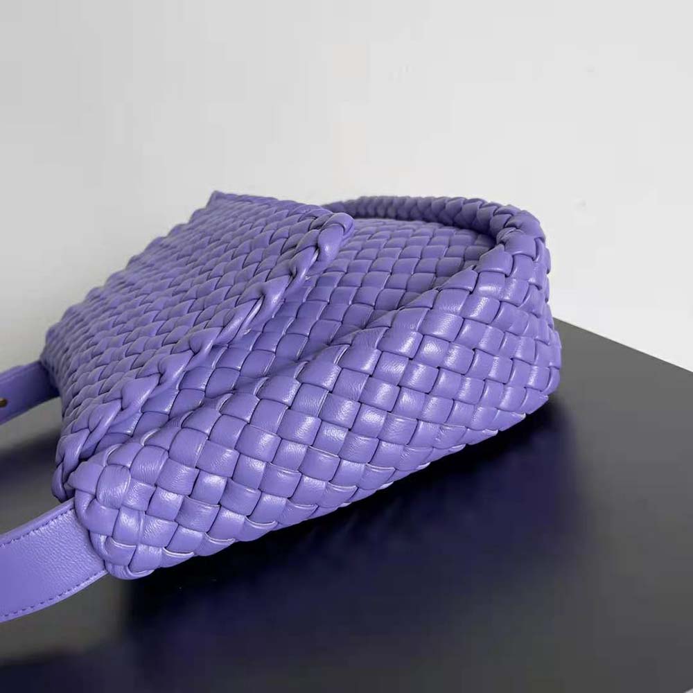 Bottega Veneta Women Cobble Shoulder Bag Small Padded Intreccio Leather-Purple - image 7