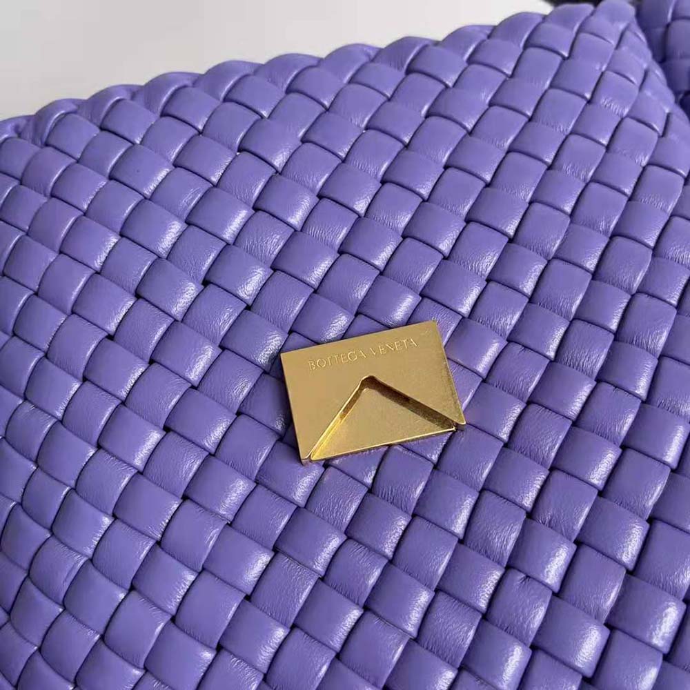Bottega Veneta Women Cobble Shoulder Bag Small Padded Intreccio Leather-Purple - image 8