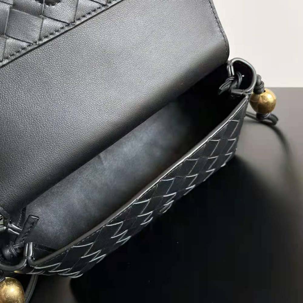 Bottega Veneta Women Intrecciato Leather Multi Pouch On Strap-Black - image 7