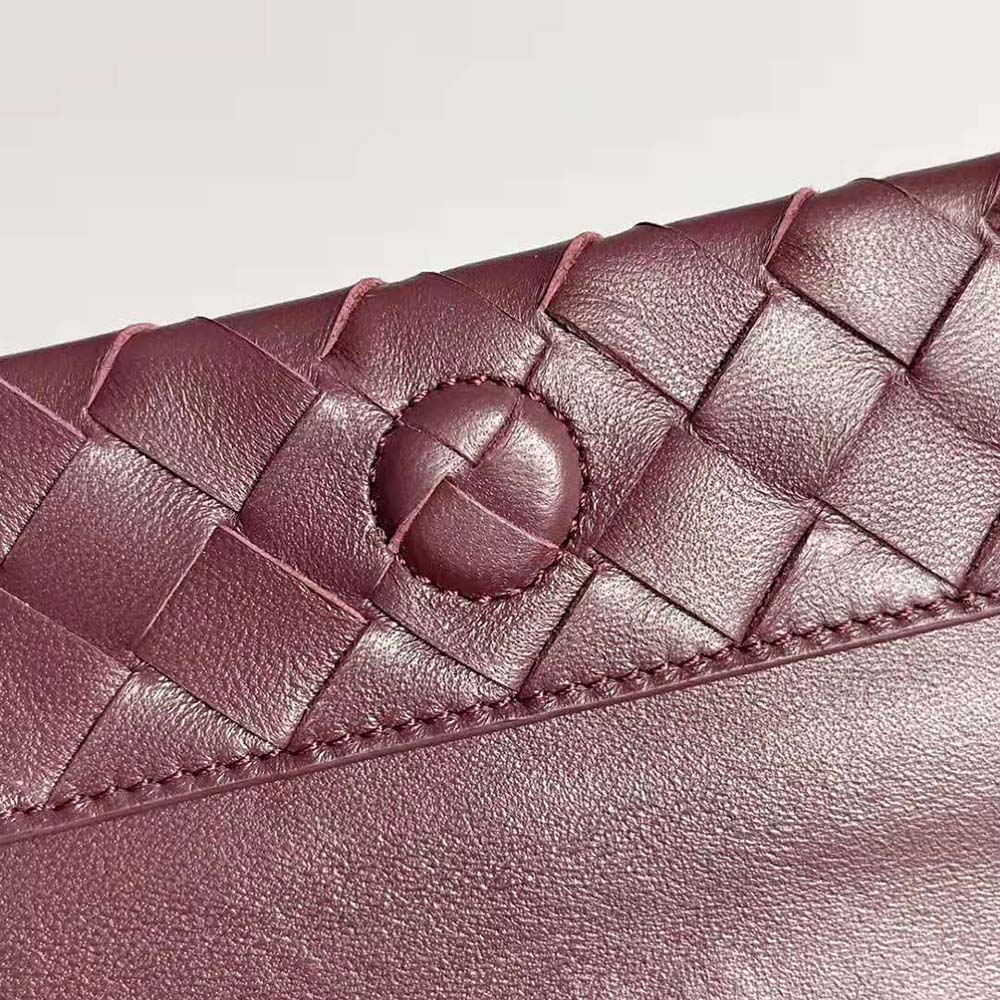 Bottega Veneta Women Intrecciato Leather Multi Pouch On Strap-Maroon - image 9