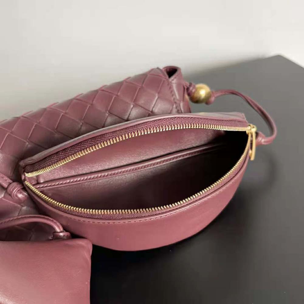 Bottega Veneta Women Intrecciato Leather Multi Pouch On Strap-Maroon - image 6
