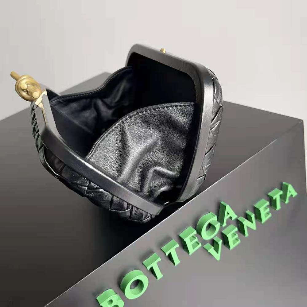 Bottega Veneta Women Knot Minaudiere Padded Intreccio Leather Minaudiere-Black - image 6