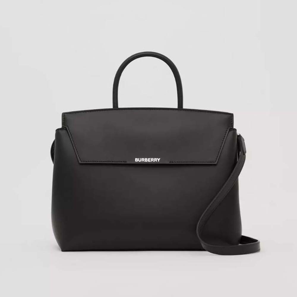 Front view of Burberry Women Leather Medium Catherine Bag in black