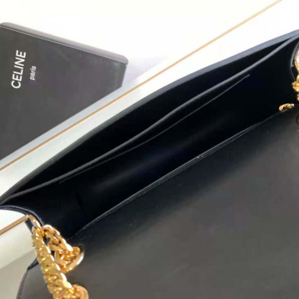 Celine Women Medium Bag Triomphe Frame in Shiny Calfskin-Black - image 7