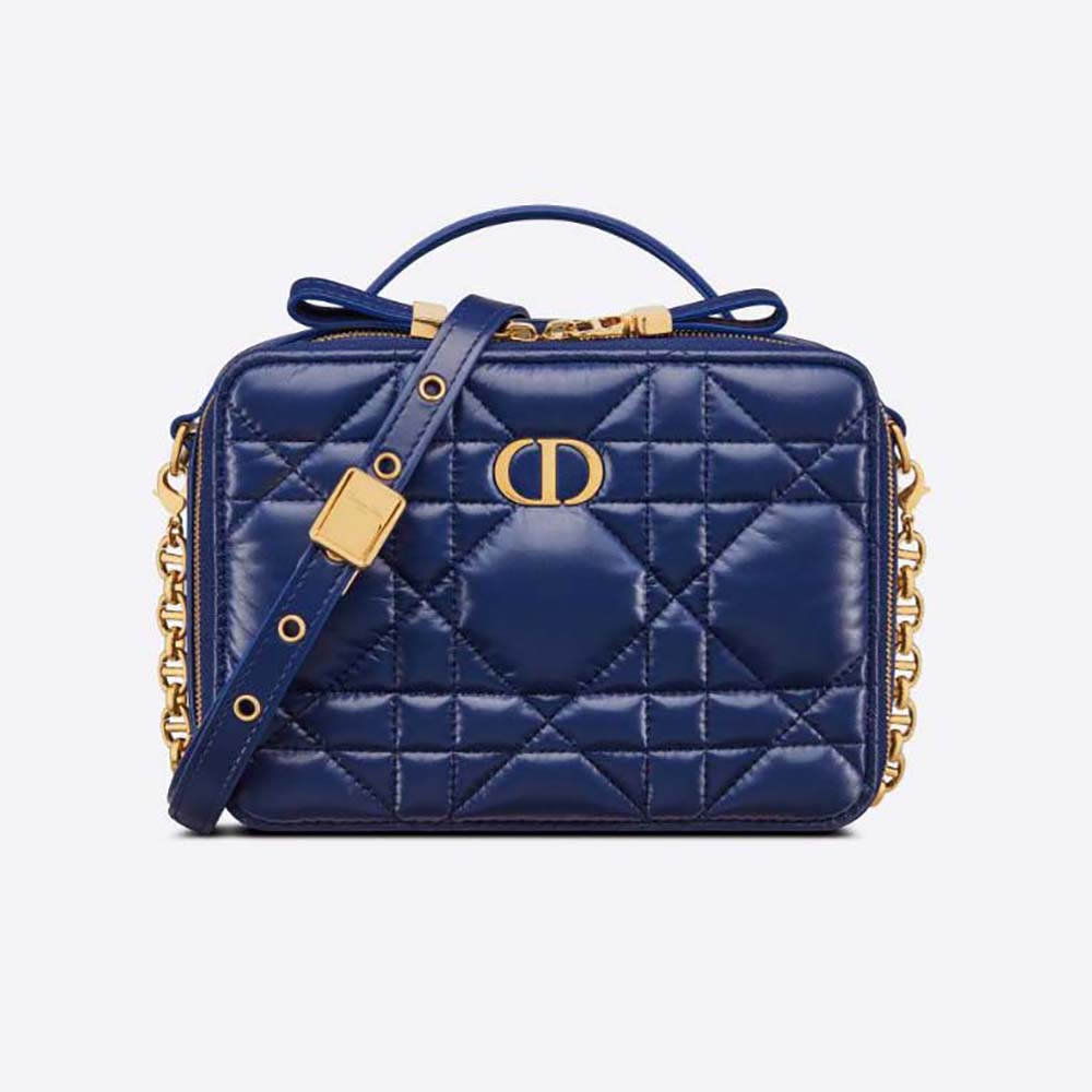 Front view of Dior Women Caro Box Bag Royal Blue Quilted Calfskin