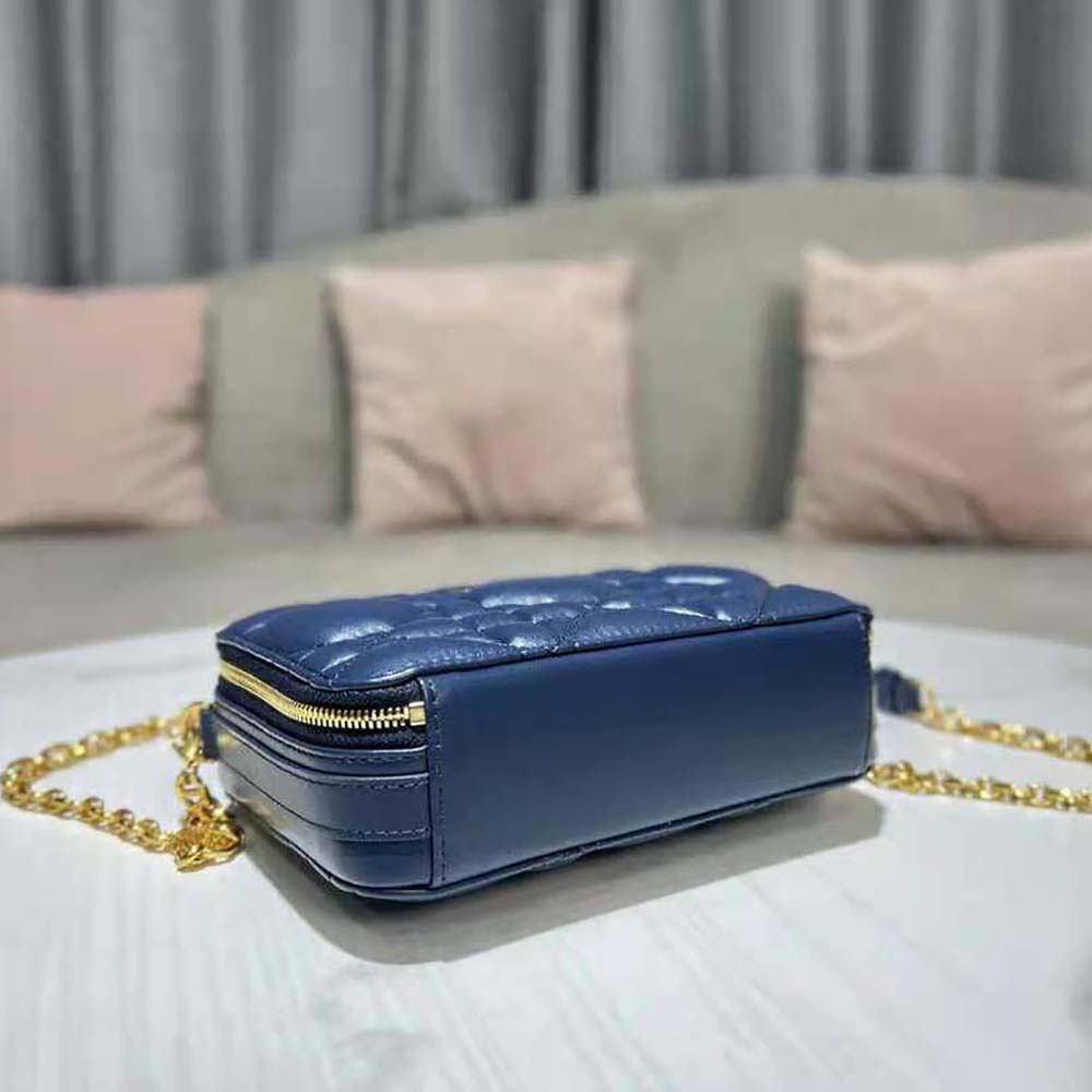 Dior Women Caro Box Bag with Chain Royal Blue Quilted Macrocannage Calfskin - image 6