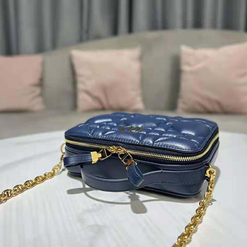 Dior Women Caro Box Bag with Chain Royal Blue Quilted Macrocannage Calfskin - image 5