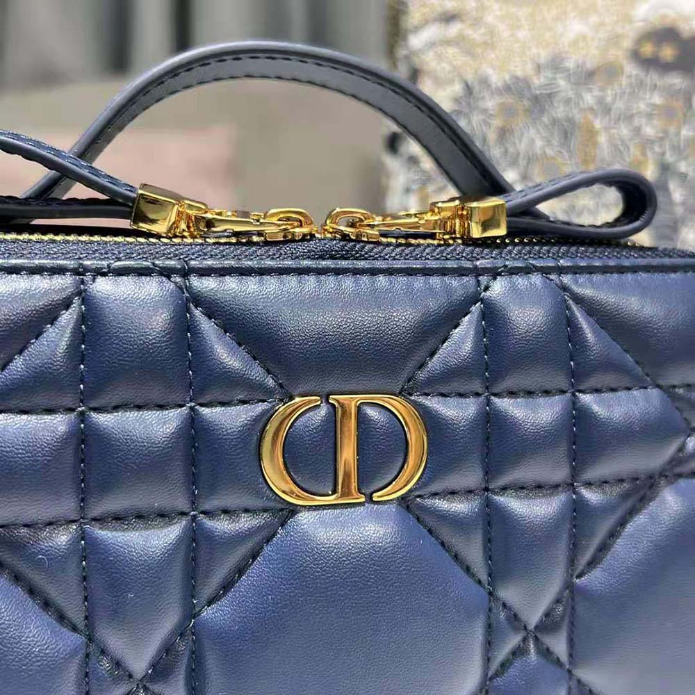 Dior Women Caro Box Bag with Chain Royal Blue Quilted Macrocannage Calfskin - image 8