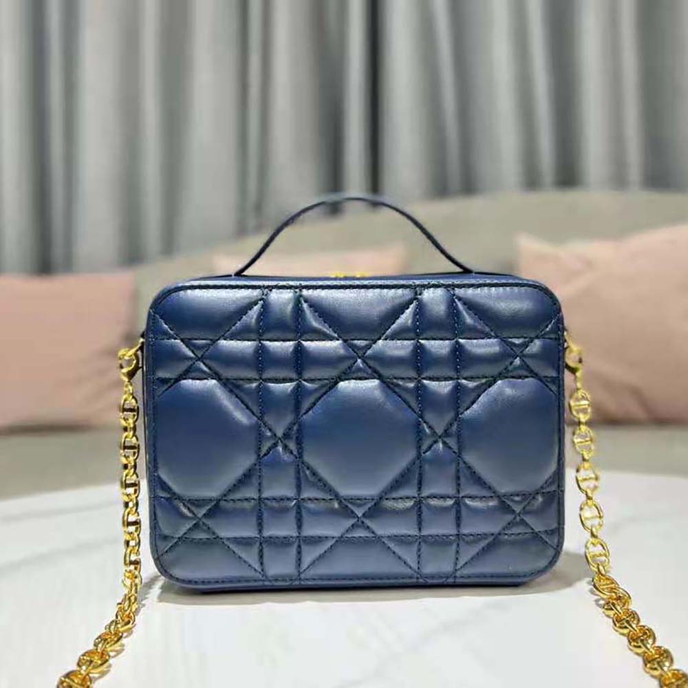 Dior Women Caro Box Bag with Chain Royal Blue Quilted Macrocannage Calfskin - image 4