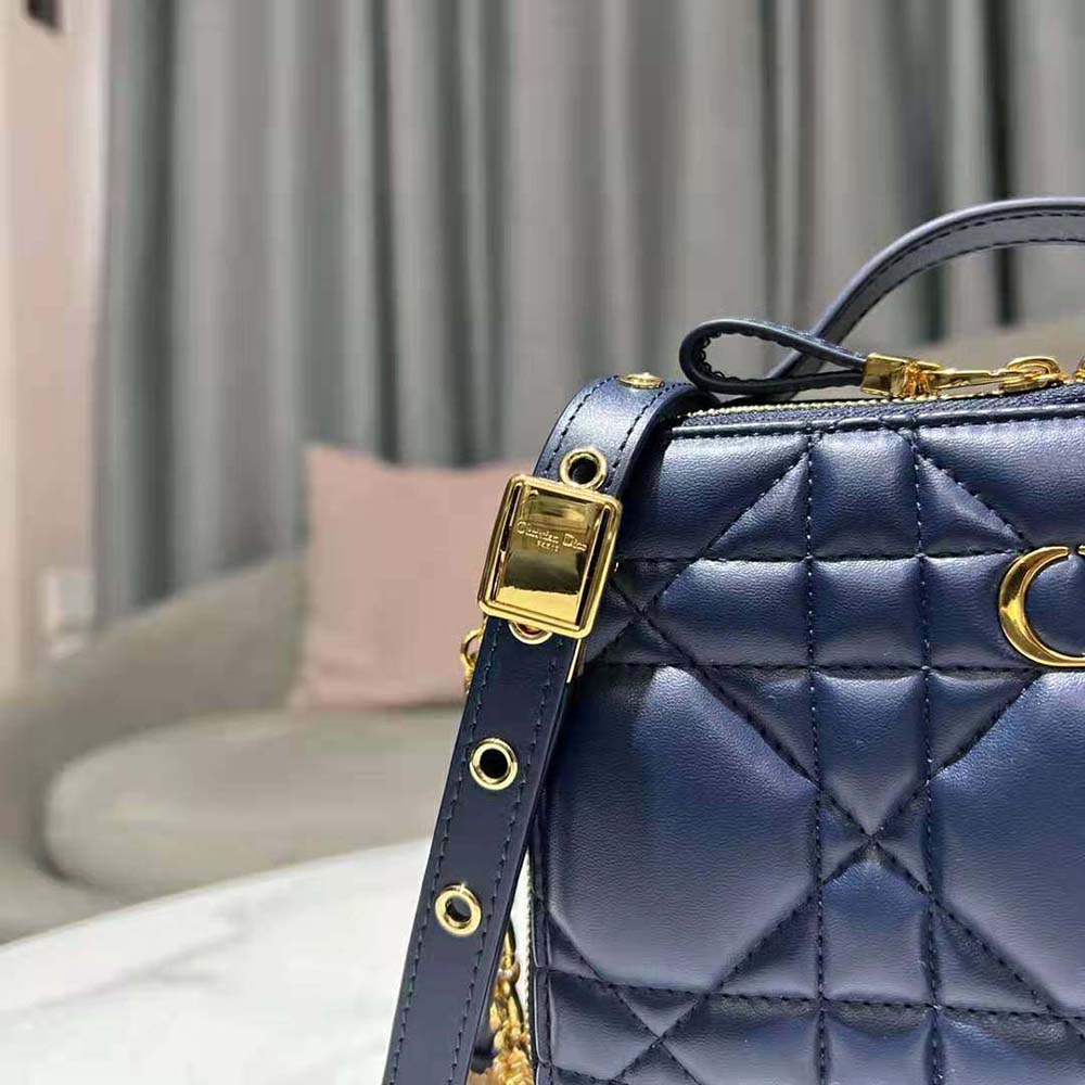 Dior Women Caro Box Bag with Chain Royal Blue Quilted Macrocannage Calfskin - image 7