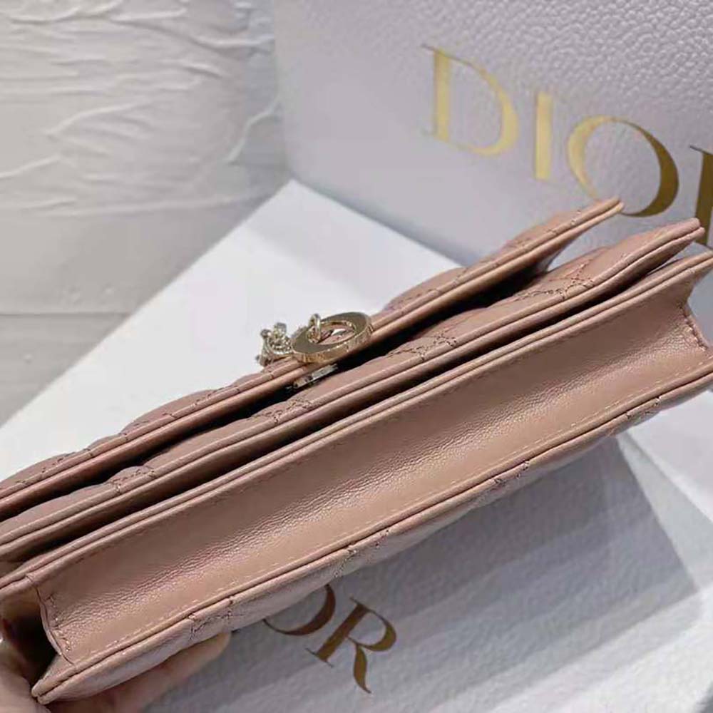 Dior Women Lady Dior Top Handle Clutch Rose Des Vents Cannage Lambskin - image 8