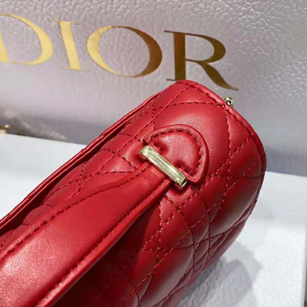 Dior Women Lady Dior Top Handle Clutch Scarlet Red Cannage Lambskin - image 8