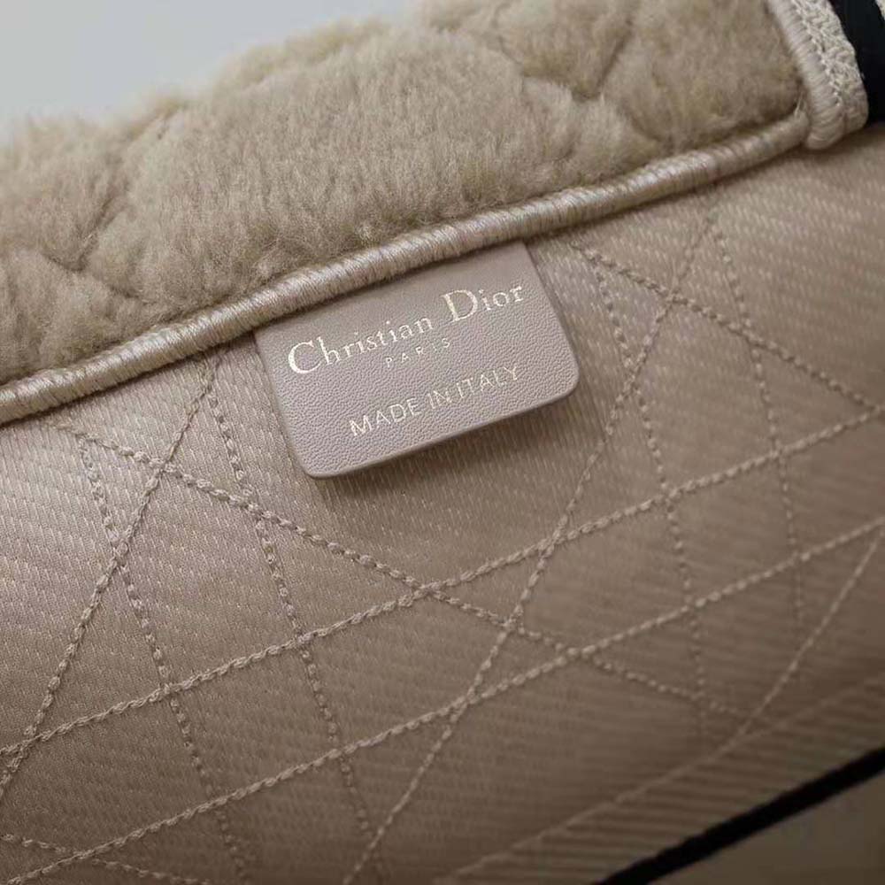 Dior Women Large Dior Book Tote Beige Cannage Shearling - image 9