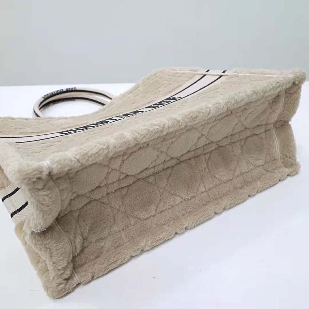 Dior Women Large Dior Book Tote Beige Cannage Shearling - image 6
