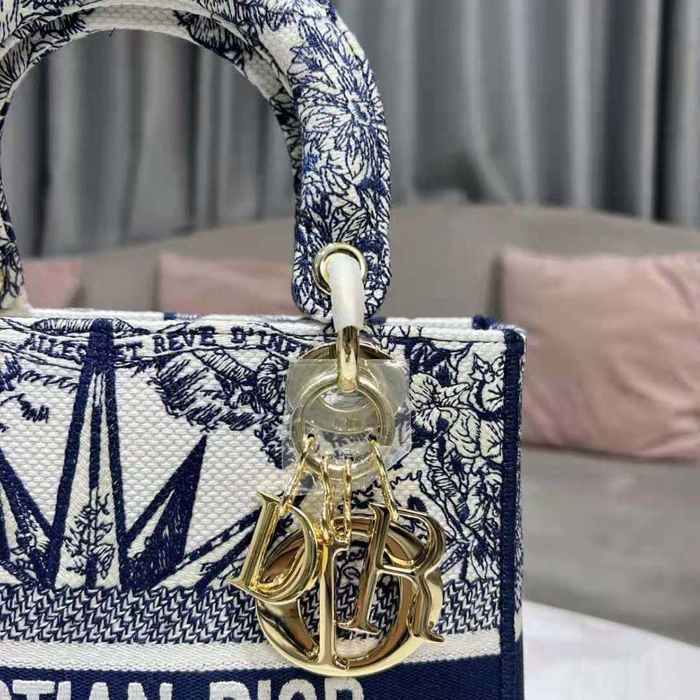 Dior Women Medium Lady D-lite Bag Blue Multicolor Rêve D’Infini Embroidery - image 9