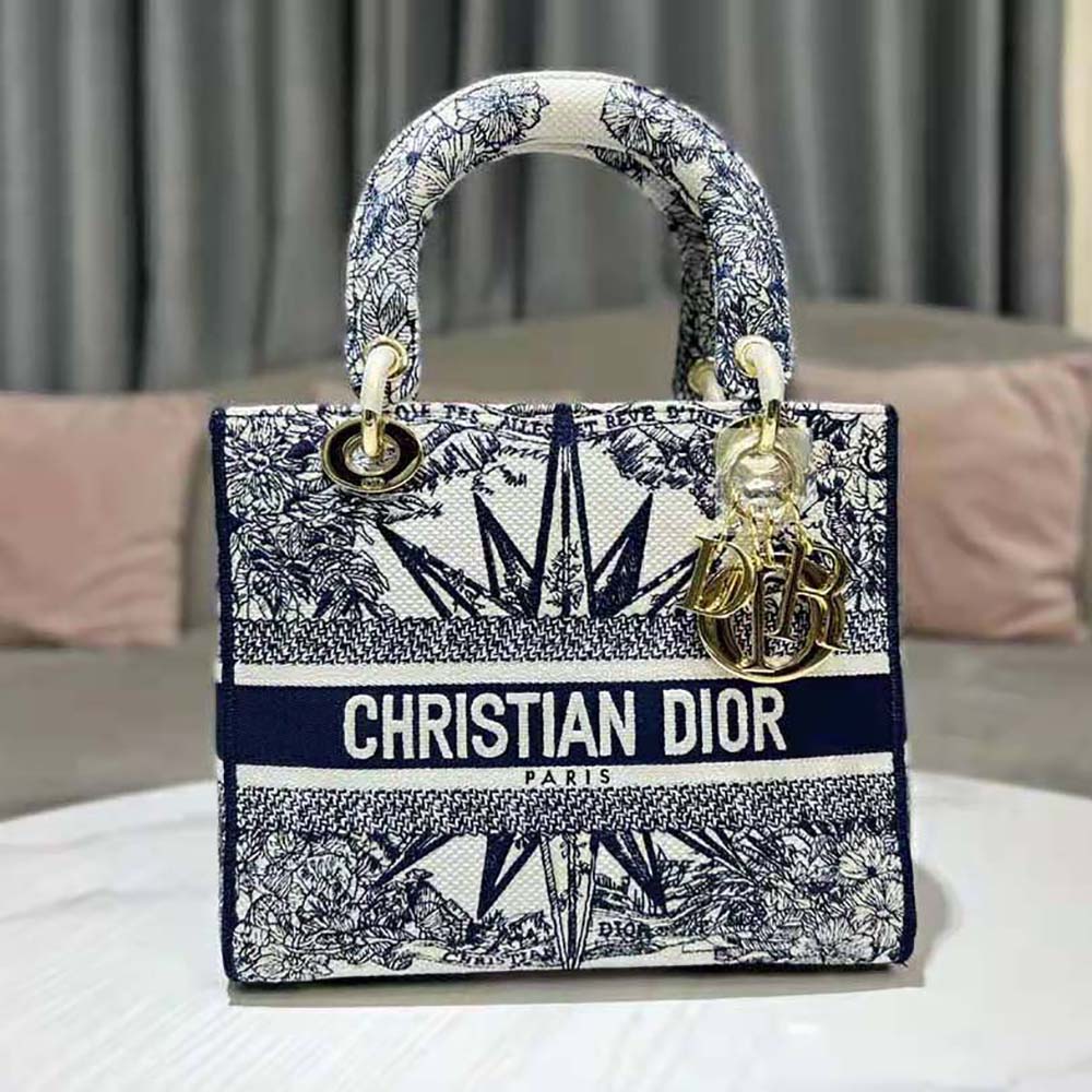 Dior Women Medium Lady D-lite Bag Blue Multicolor Rêve D’Infini Embroidery - image 4