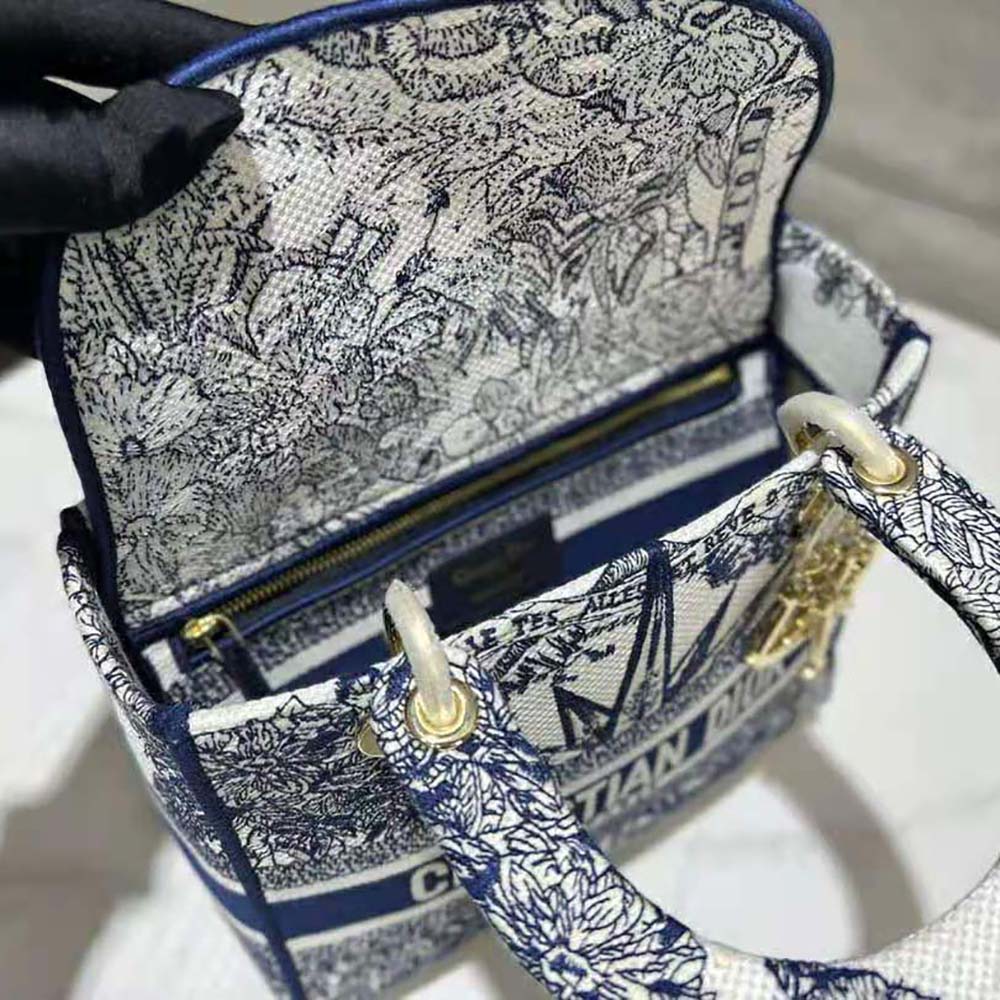 Dior Women Medium Lady D-lite Bag Blue Multicolor Rêve D’Infini Embroidery - image 8