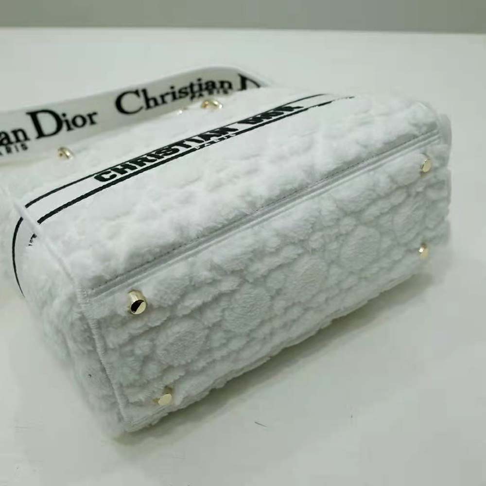 Dior Women Medium Lady D-lite Bag Latte Cannage Shearling - image 6