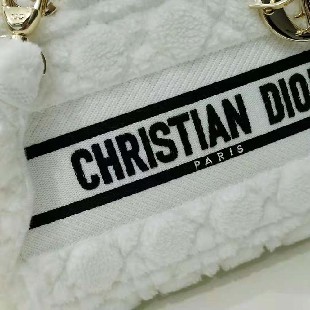 Dior Women Medium Lady D-lite Bag Latte Cannage Shearling - image 8