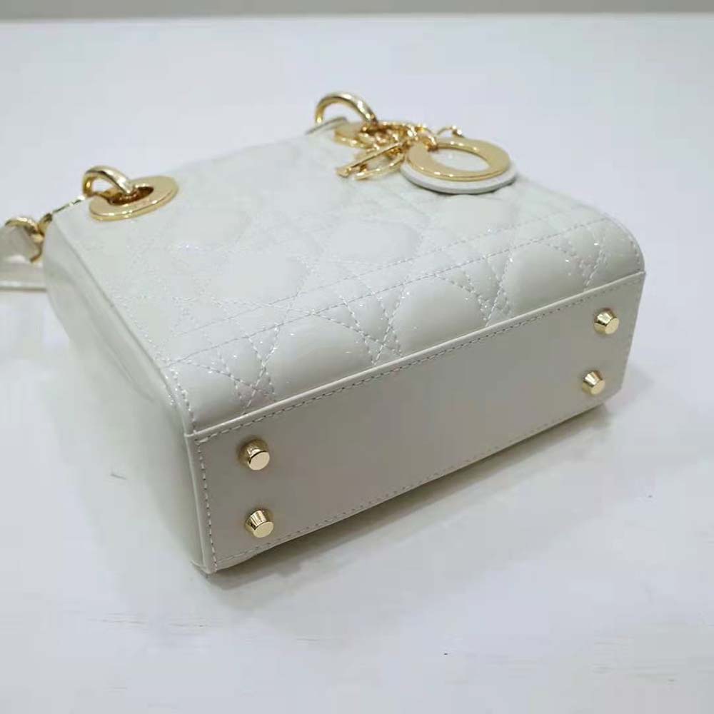 Dior Women Mini Lady Dior Bag Latte Patent Cannage Calfskin - image 6