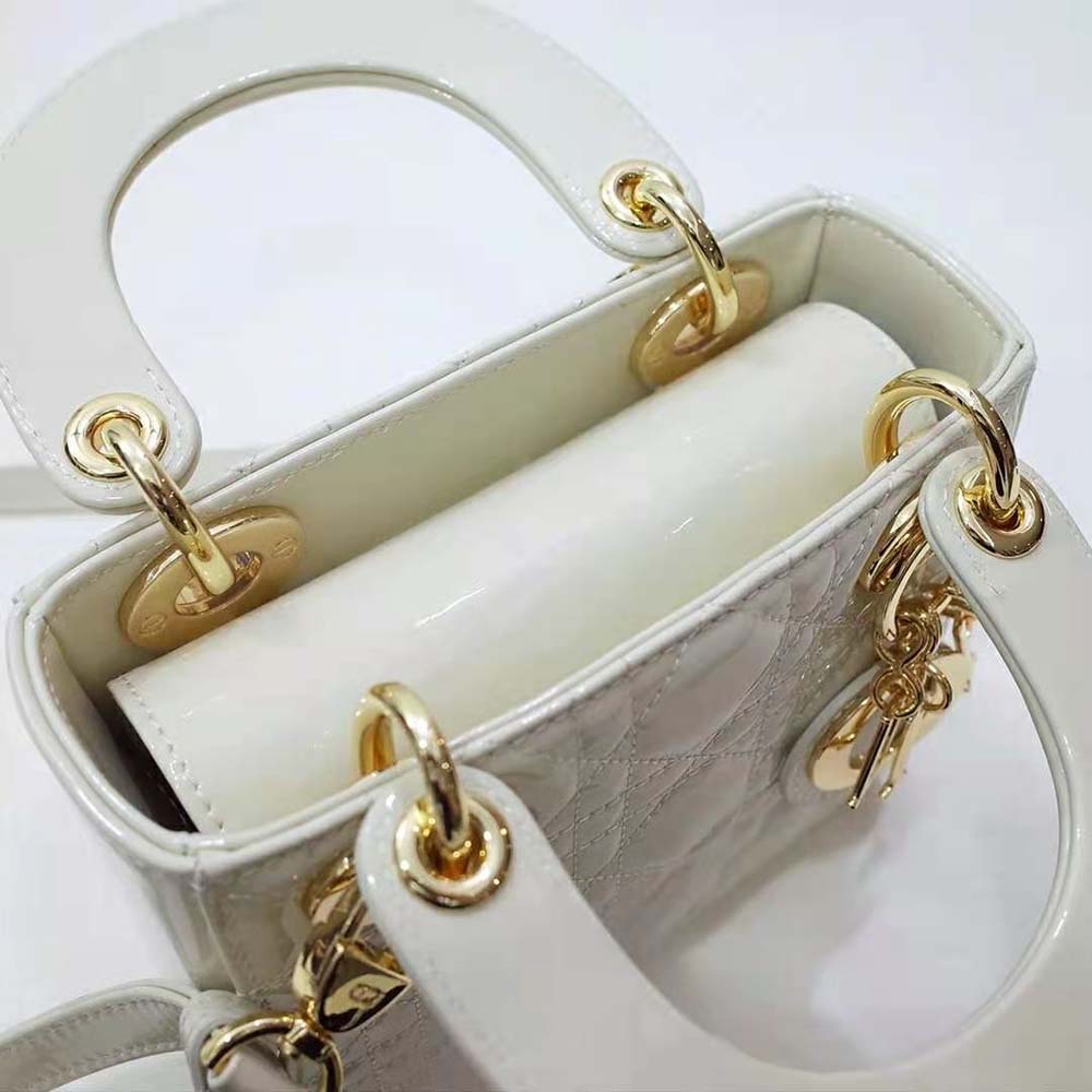 Dior Women Mini Lady Dior Bag Latte Patent Cannage Calfskin - image 7