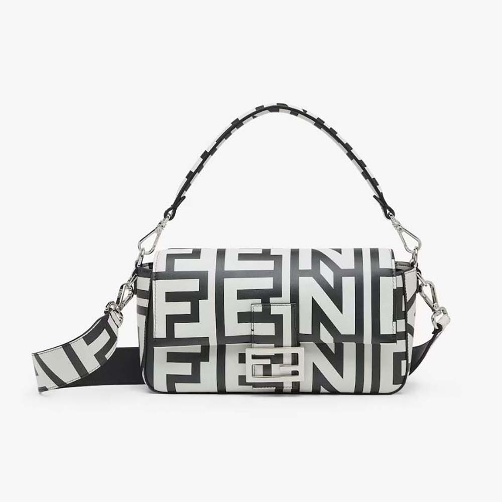 Front angle of Fendi Women Baguette Two-Tone Leather Fendi Roma Capsule Bag