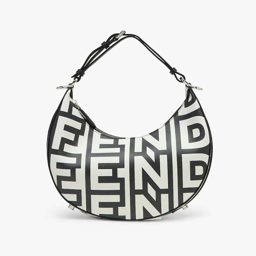 Front view of Fendi Women Fendigraphy Small Two-Tone Printed Leather Fendi Roma Capsule Bag