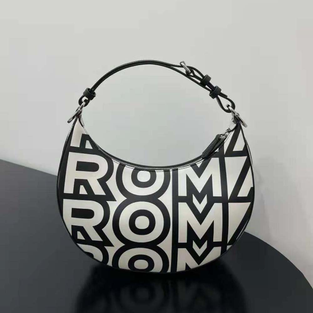 Side angle showcasing compact silhouette of Fendi Women Fendigraphy Fendi Roma Capsule Bag