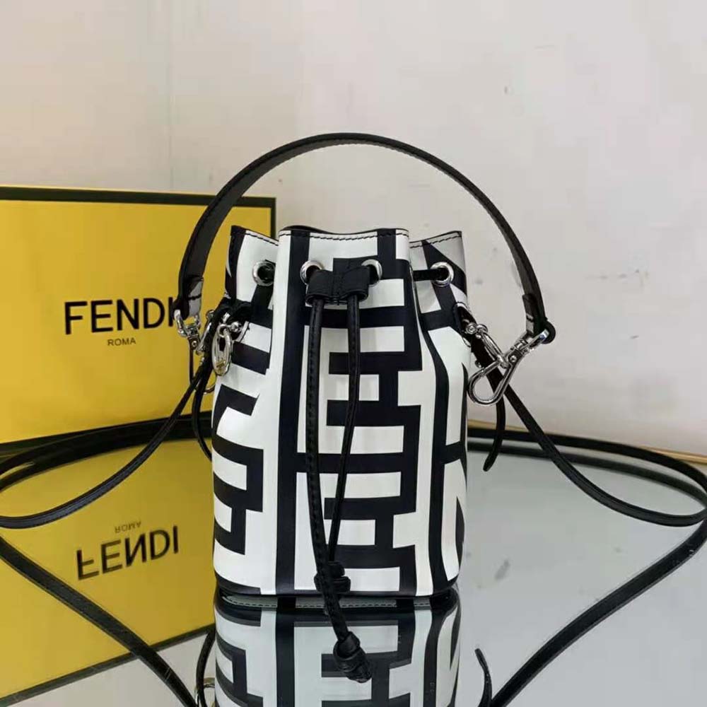 Close-up of gold-tone hardware and Fendi Roma print detail