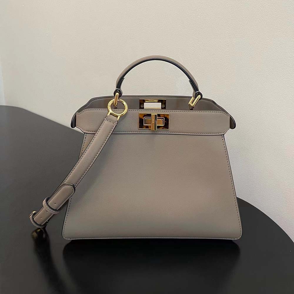 Open view showing interior compartments of Fendi Women Peekaboo Iseeu Medium Leather Bag
