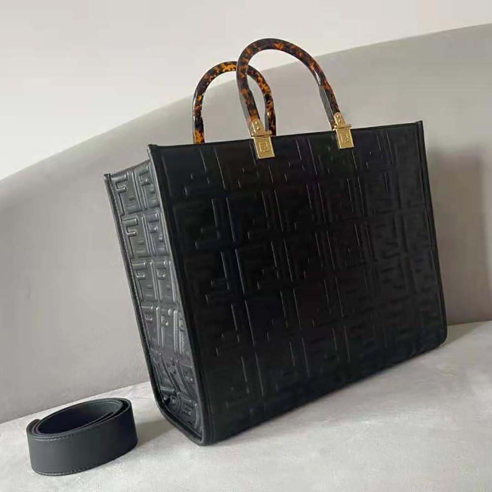 Fendi Women Sunshine Medium Black Leather Shopper - image 5