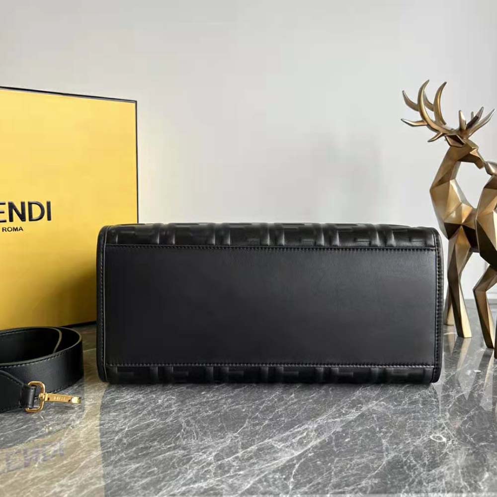 Fendi Women Sunshine Medium Black Leather Shopper - image 7