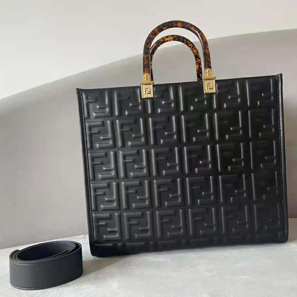 Fendi Women Sunshine Medium Black Leather Shopper - image 4
