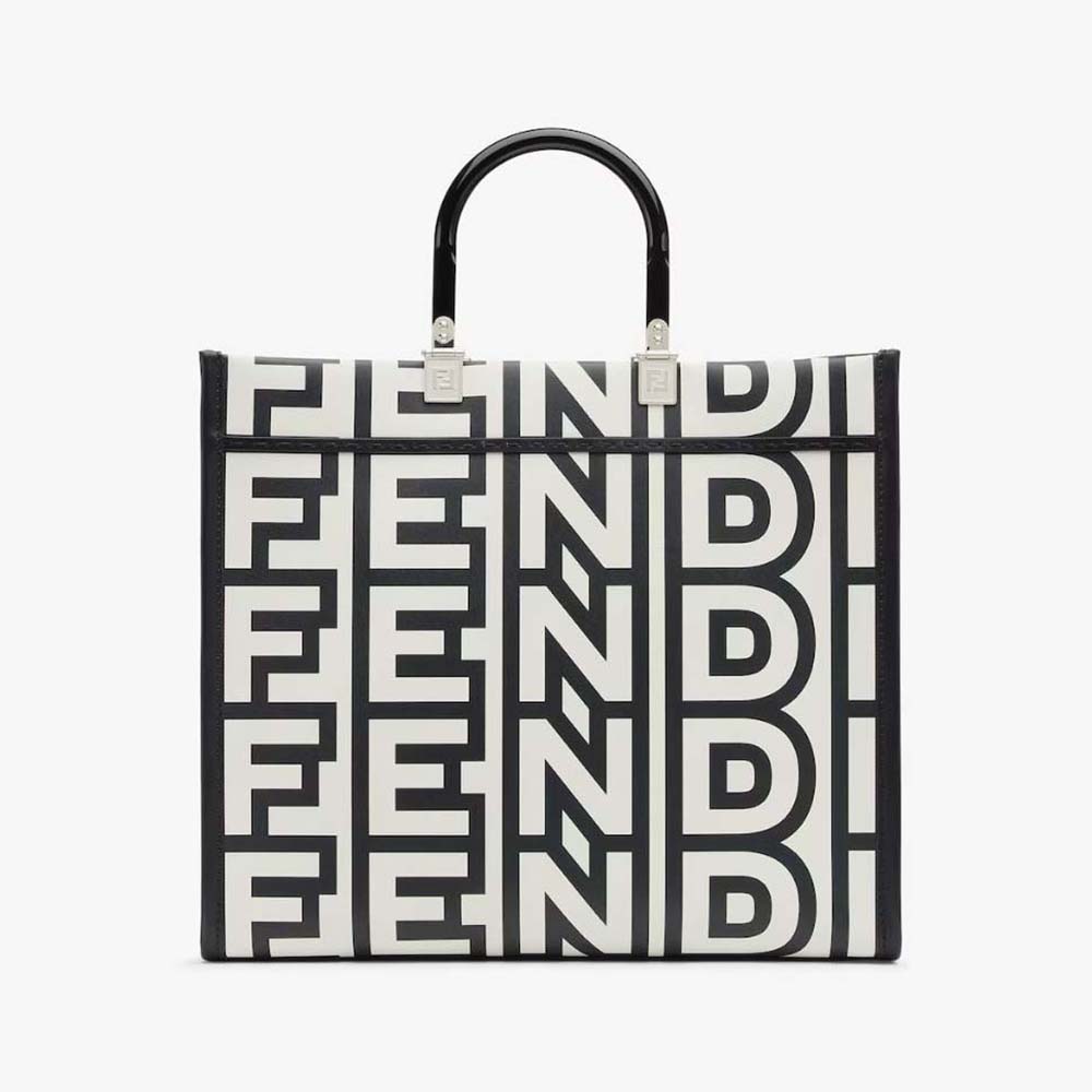 Front angle of Fendi Women Sunshine Medium Two-Tone Printed Leather Fendi Roma Capsule Shopper