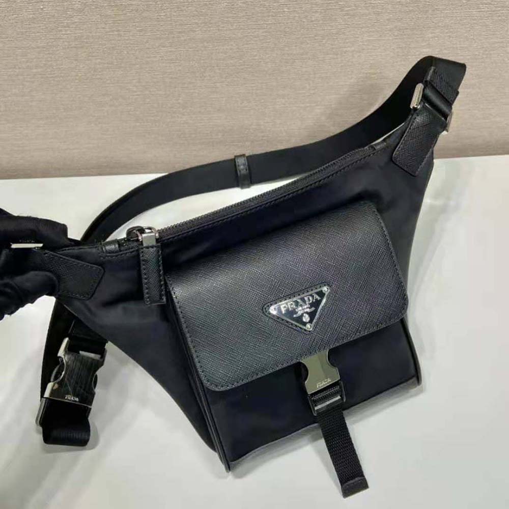 Prada Men Re-Nylon and Saffiano Leather Shoulder Bag-Black - image 4