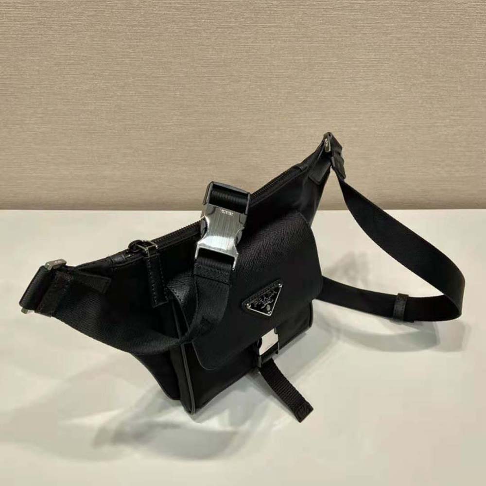Prada Men Re-Nylon and Saffiano Leather Shoulder Bag-Black - image 5