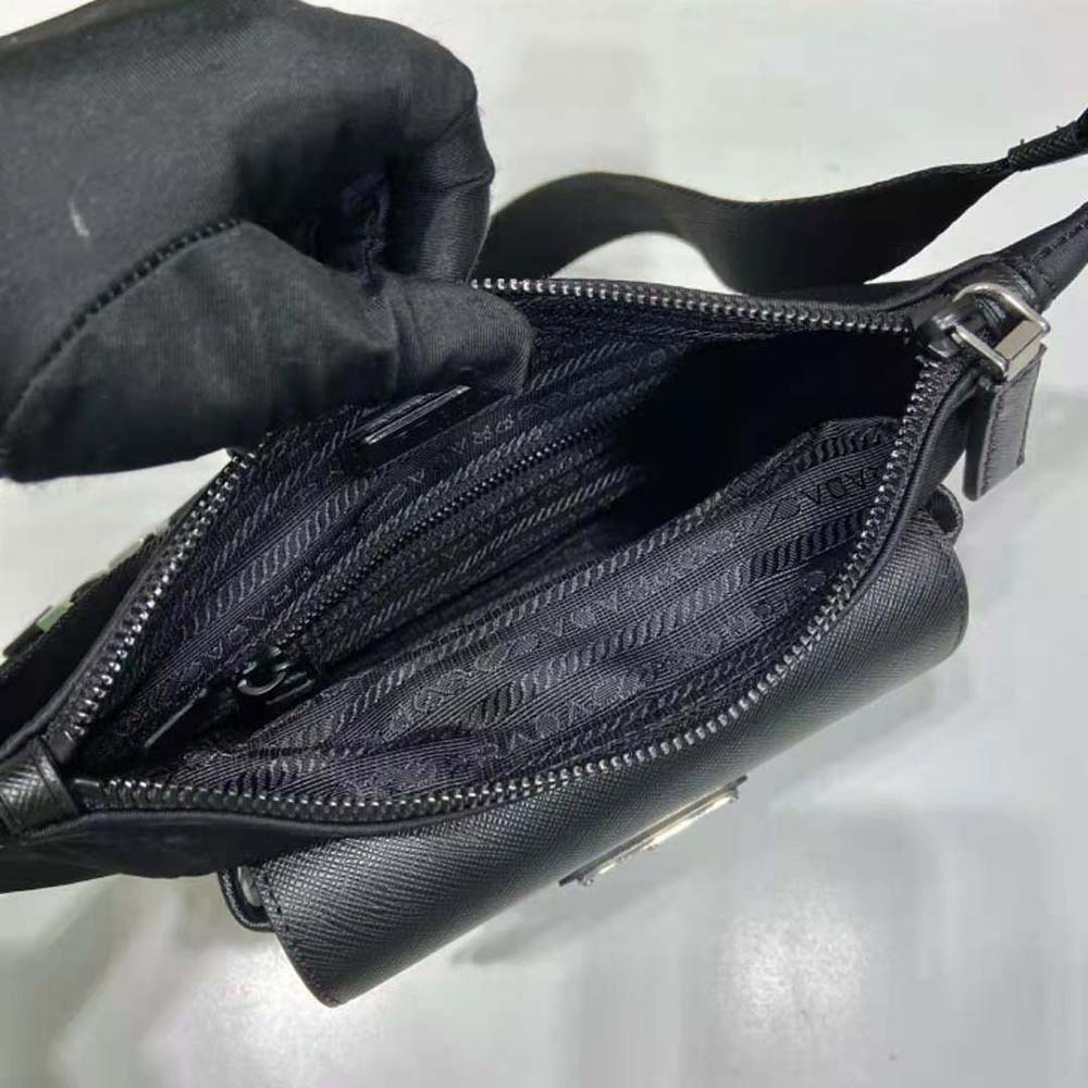 Prada Men Re-Nylon and Saffiano Leather Shoulder Bag-Black - image 6