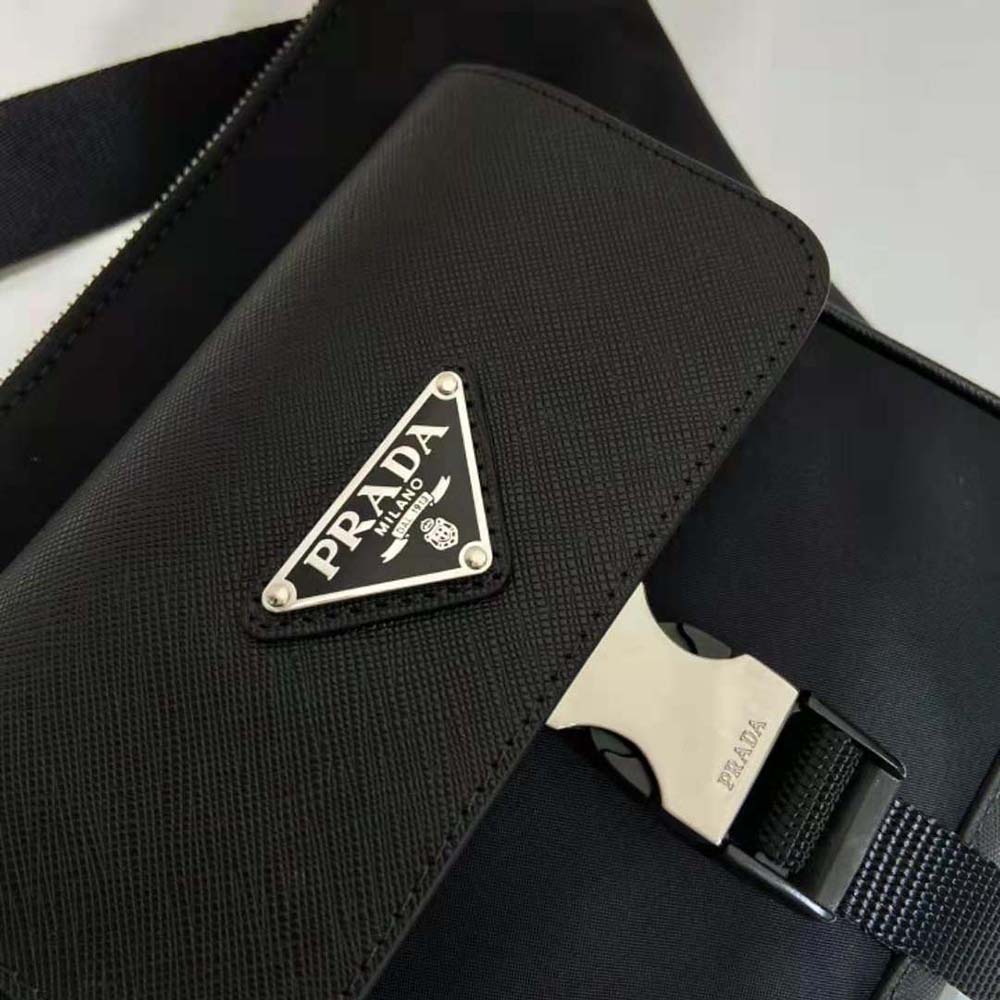 Prada Men Re-Nylon and Saffiano Leather Shoulder Bag-Black - image 8