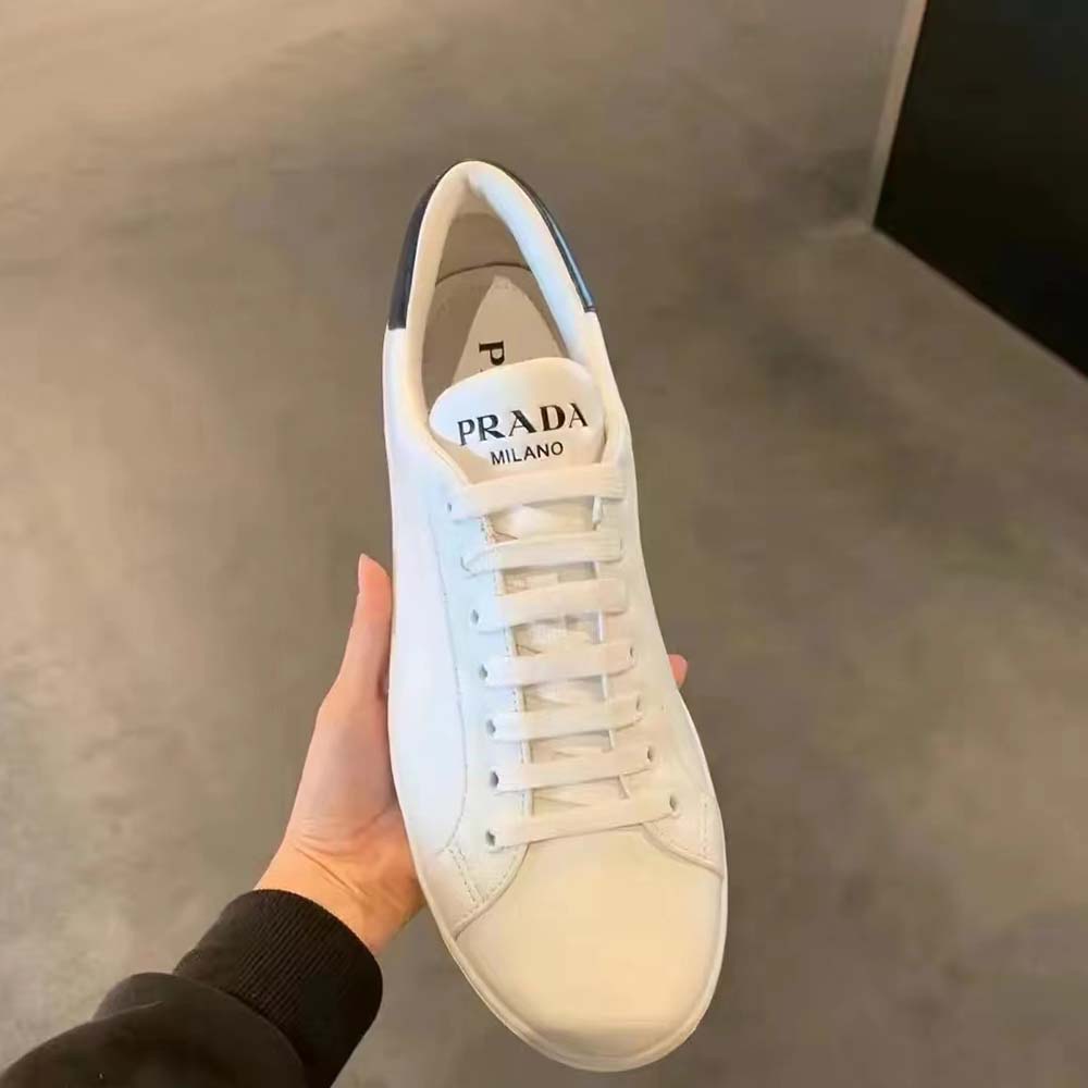 Prada Unisex Macro Leather Sneakers-White - image 4