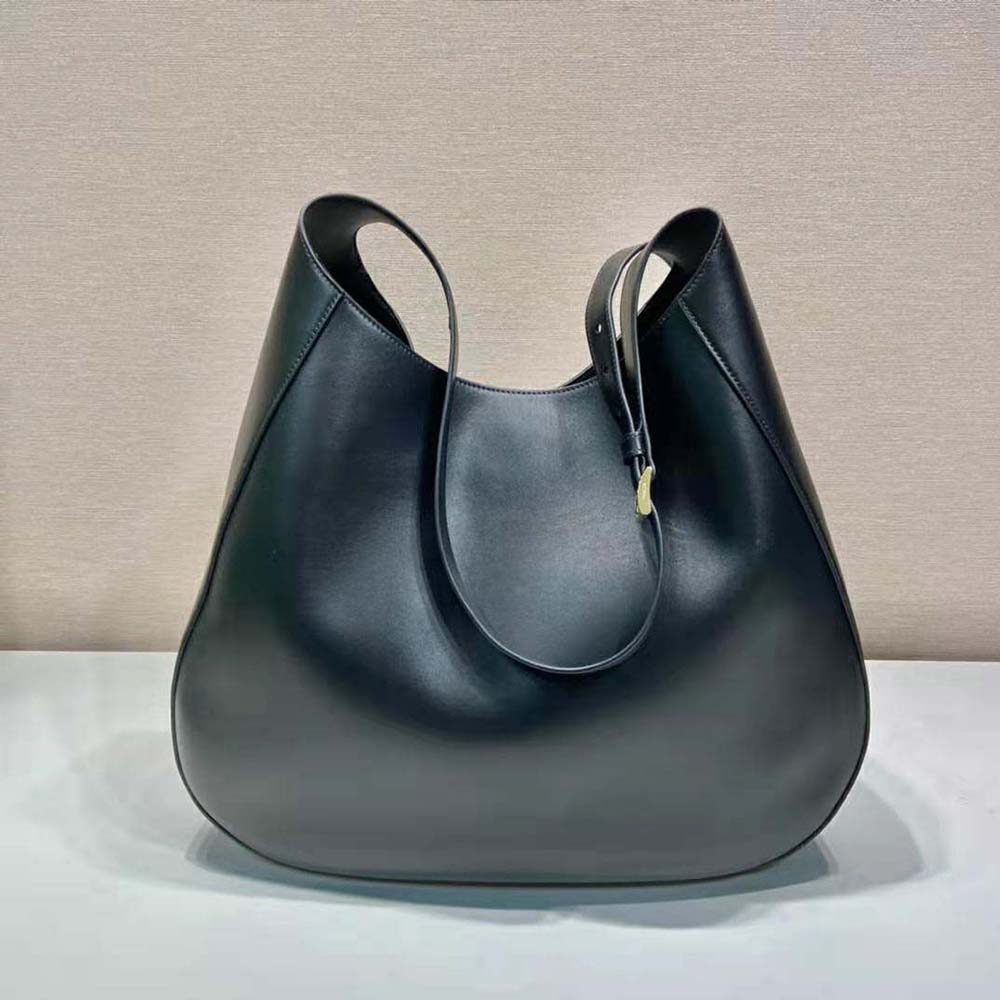 Side angle showing spacious silhouette of Prada Women Large Leather Shoulder Bag