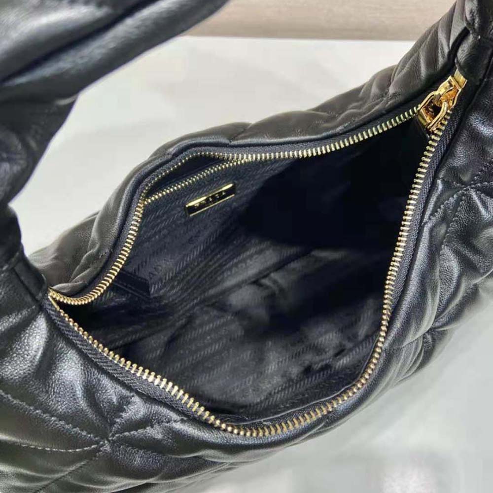 Prada Women Large Topstitched Nappa-Leather Bag-Black - image 9