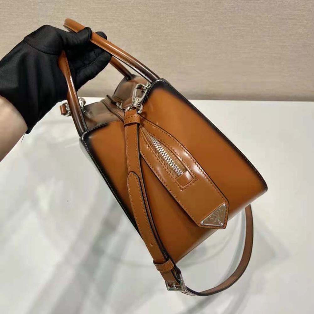 Prada Women Medium Brushed Leather Prada Supernova Handbag-Brown - image 6
