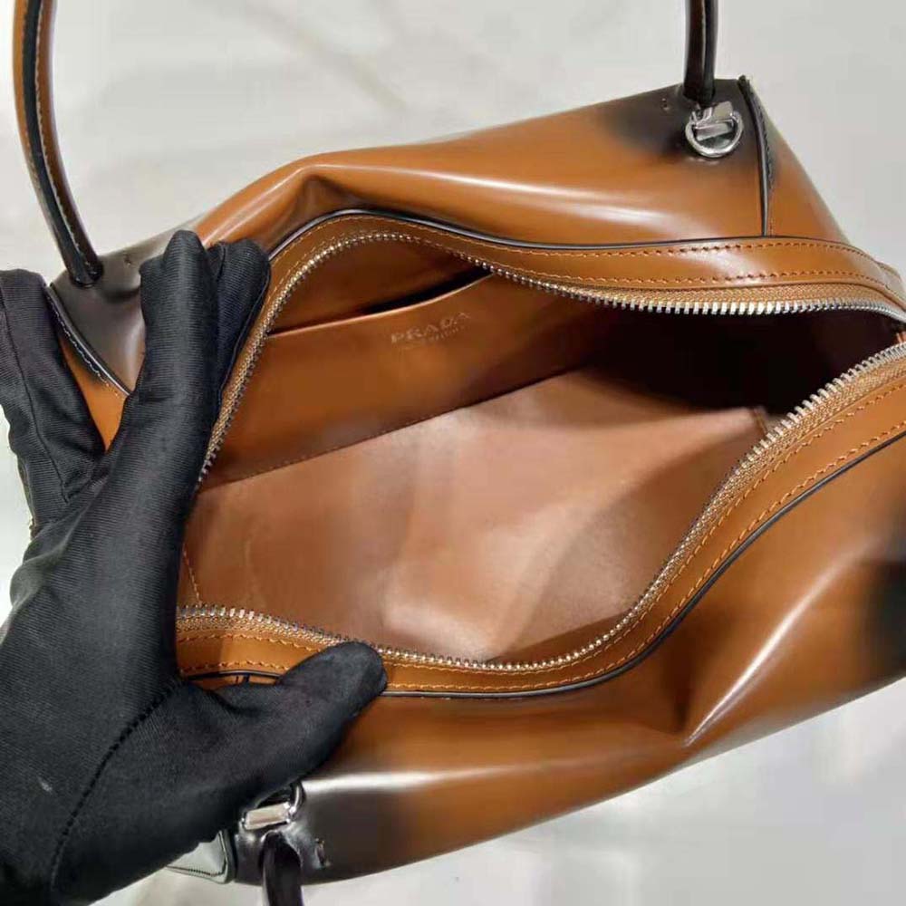 Prada Women Medium Brushed Leather Prada Supernova Handbag-Brown - image 9