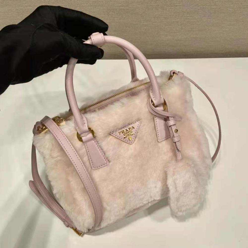 Prada Women Prada Galleria Shearling Mini-Bag-Pink - image 4