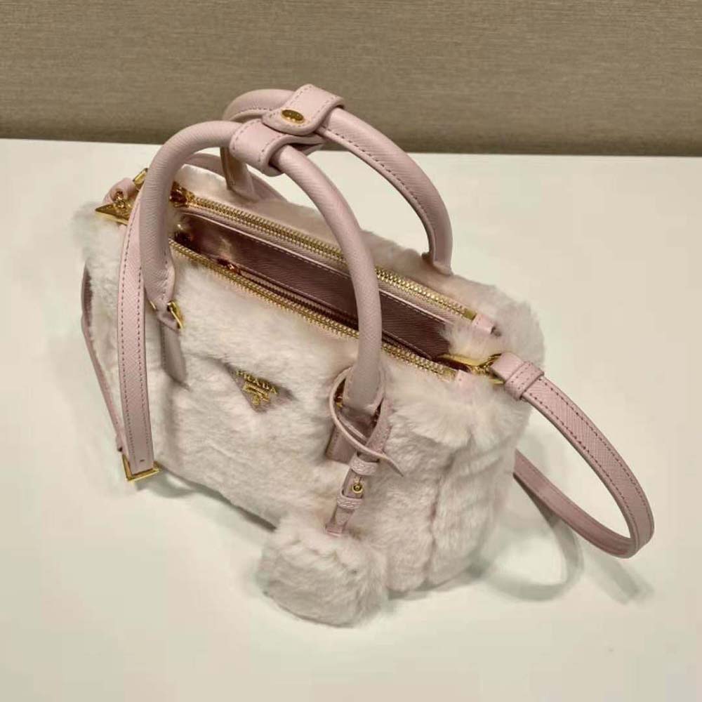 Prada Women Prada Galleria Shearling Mini-Bag-Pink - image 7