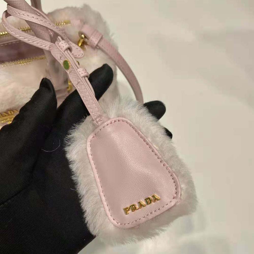 Prada Women Prada Galleria Shearling Mini-Bag-Pink - image 9