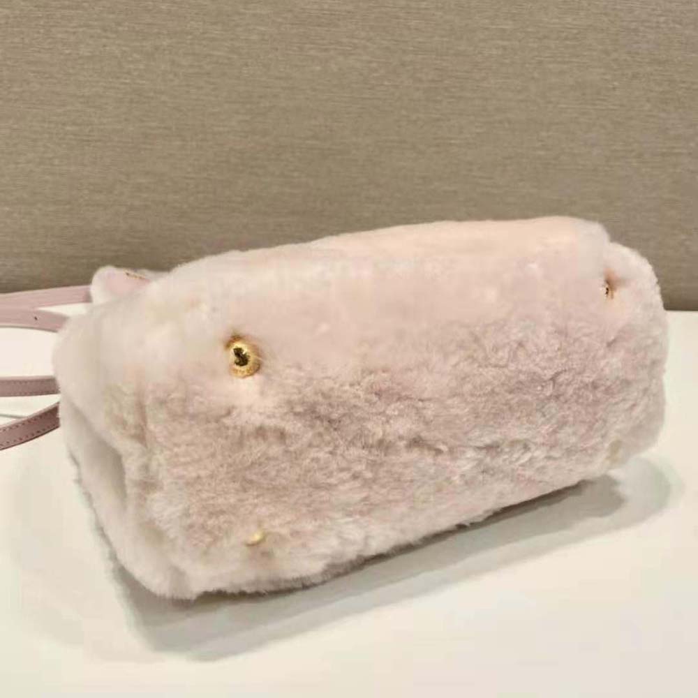 Prada Women Prada Galleria Shearling Mini-Bag-Pink - image 5
