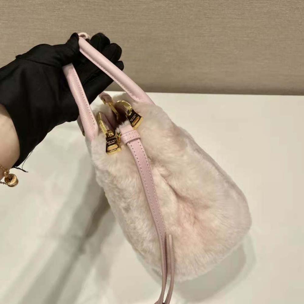 Prada Women Prada Galleria Shearling Mini-Bag-Pink - image 6