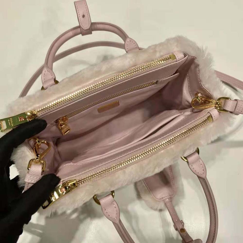 Prada Women Prada Galleria Shearling Mini-Bag-Pink - image 8