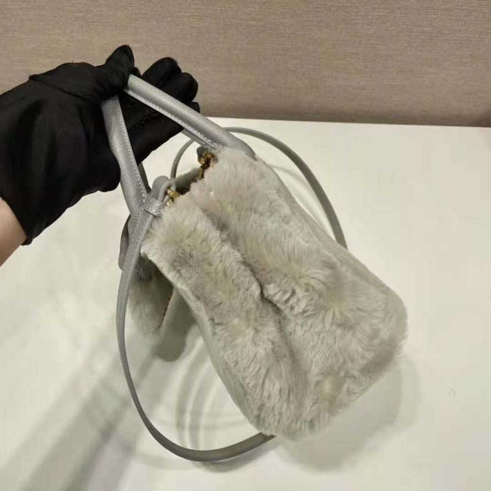 Prada Women Prada Galleria Shearling Mini-Bag-Silver - image 6